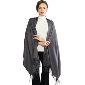 ⚡Women Dark Grey Pashmina Evening Dress Bridesmaid Winter Warm Long Scarf